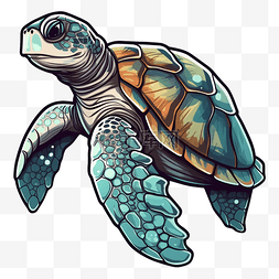 可爱动物乌龟图片_乌龟海龟蓝色龟壳图案