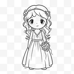 婚礼彩页可爱的小女孩用鲜花轮廓