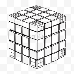 魔方线条图片_白色方形立方体 rubic 立方体绘图