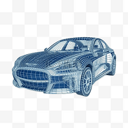 科技白线条图片_汽车蓝色科技模型