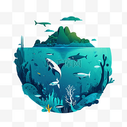 海藻海底世界插画