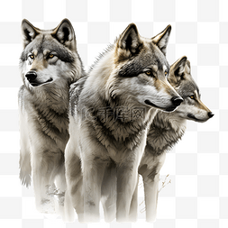 狼的剪影图片_野狼动物灰色插画
