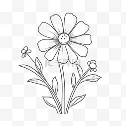 素描一朵花图片_在白色背景轮廓草图上绘制一朵花