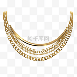 珠珠项链图片_金链多层粗细不同的金色链条