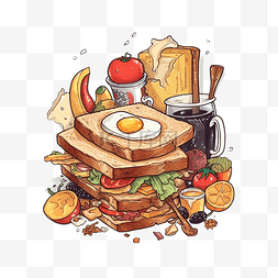 食物三明治卡通插画