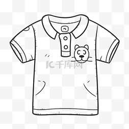 男针织衫图片_带有猫轮廓素描插图的卡通马球衫