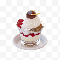 樱桃冰激凌图片_奶油冰激凌甜品真实