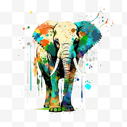 水彩大象插画