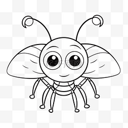 可爱的卡通昆虫与黑白眼睛轮廓素
