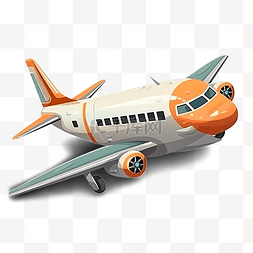 飞机卡通插画橙色