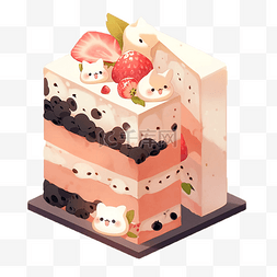水果蛋糕造型图片_奶油草莓蛋糕卡通造型