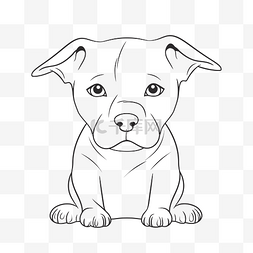 卡通黑白色狗狗图片_斗牛犬小狗动物肖像卡通着色书轮