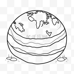 地球白色线条图片_行星地球轮廓素描的着色页 向量