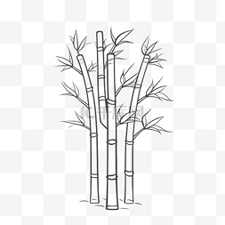 竹素描图片_在轮廓样式草图中绘制竹树 向量