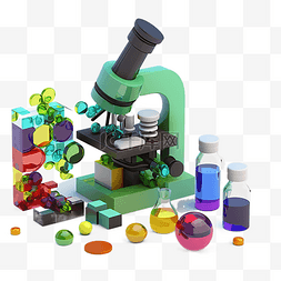 显微镜3d图图片_可爱化学科学器材3d模型图