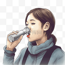 哮喘治疗灰色卡通