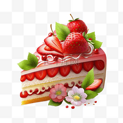 三角草莓甜品蛋糕立体实物图