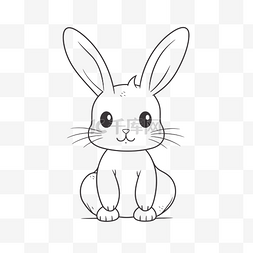 坐在白色背景轮廓草图上的可爱兔