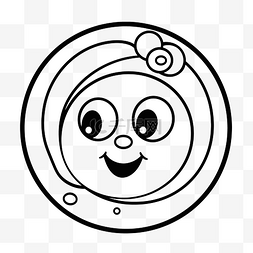 黑圆圈图片_笑脸在一个圆圈着色页轮廓素描 