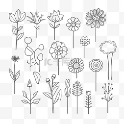 植物线条花朵矢量图片_追踪花朵设置矢量着色涂鸦线条画