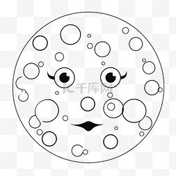 椭圆形黑色图片_月亮的脸免费着色表儿童轮廓素描