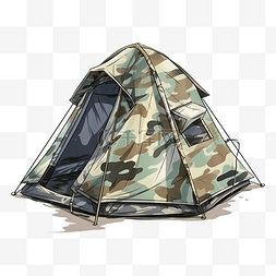 军事用品卡通图片_帐篷迷彩打开图案
