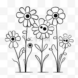 线条白花图片_矢量剪贴画的花朵着色页轮廓素描