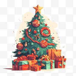 圣诞树摆件图片_圣诞节美丽圣诞树插画