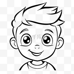 用卡通男孩的脸轮廓素描画 向量