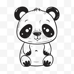 素描熊头图片_矢量艺术可爱的熊猫熊与眼睛轮廓