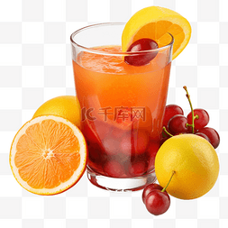 夏日饮品广告素材图片_果汁樱桃橙子夏日透明