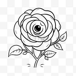 玫瑰花瓣线描图片_矢量玫瑰着色页轮廓素描
