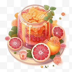 红柚子饮料图片_果汁水果拼盘
