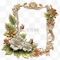 欧式传统花纹图片_边框相框植物鲜花透明