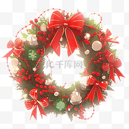 蝴蝶结红色飘带图片_漂亮的圣诞花环