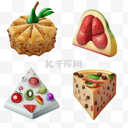 3d食物蛋糕水果多个立体效果
