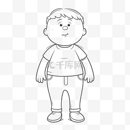 黑白人物插图图片_儿童着色页胖男孩矢量插图 tdisz 