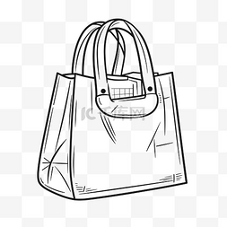 购物袋或购物袋线描图像轮廓草图
