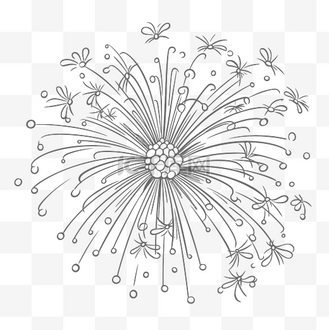 用白点绘制烟花着色页轮廓草图 向量