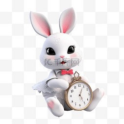 六一节日快乐的图片_儿童节白色精致兔子