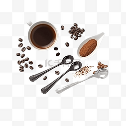 木质盘子和勺子图片_咖啡勺子黑色
