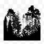 森林剪影黑色的插画