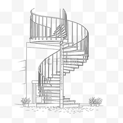 线条设计图图片_螺旋楼梯设计图轮廓草图 向量