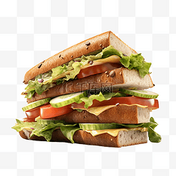 天然健康美食图片_食物火腿三明治