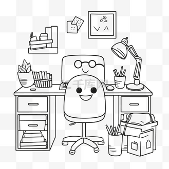 免抠元素儿童绘画卧室下载客厅儿童着色页轮廓草图 向量个人vip和企业