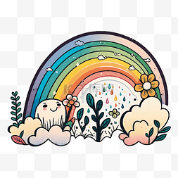 彩虹七彩雨滴图案