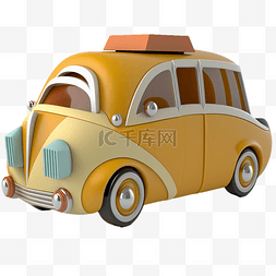玩具小汽车图片_3d黄色黑色轮子的卡通车立体