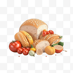 水果蔬菜肉卡通图片_面包食物烘培