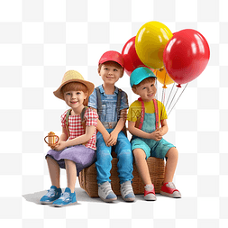 卡通氢气气球图片_儿童节立体气球