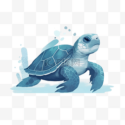 乌龟爬图片_海洋日蓝色卡通海龟